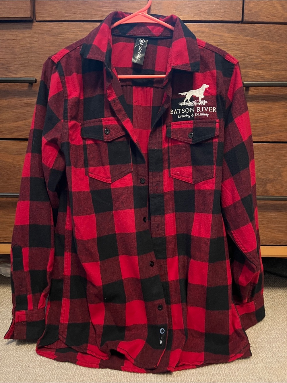 burnside Red and Black Plaid Button-Down Shirt